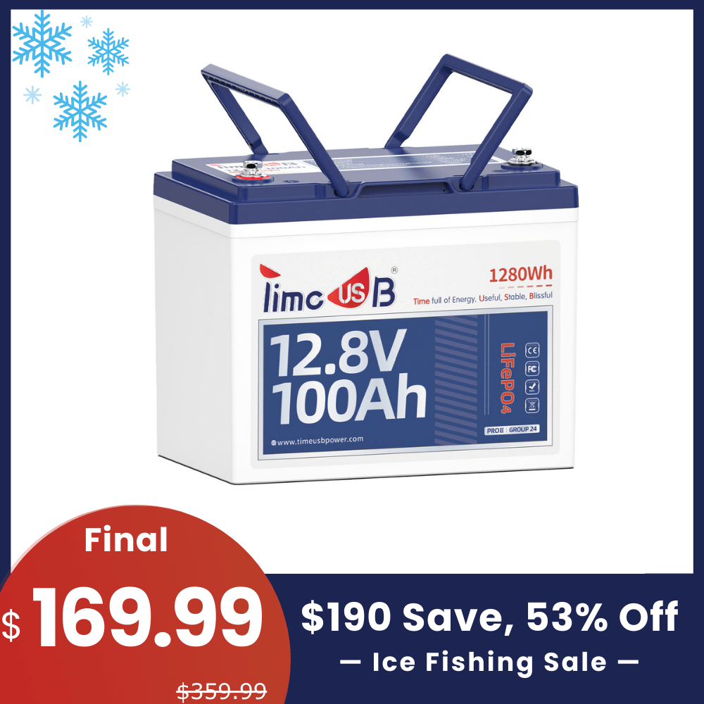 【🎣Ice Fishing Sale, New Version】Timeusb 12V 100Ah Group 24 Deep Cycle Battery