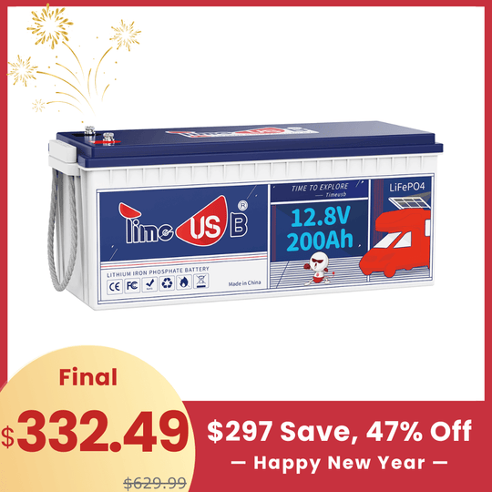 【🔥New Year Sale】Timeusb 12V 200Ah battery, Build-In 100A BMS