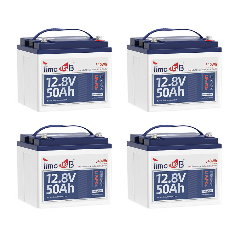 4 pack Timeusb 12V 50Ah Lithium Trolling Motor Battery