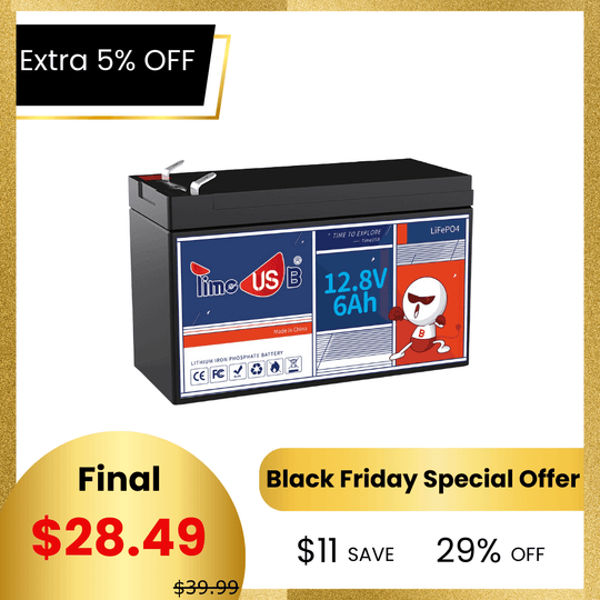 【Black Friday Deals】Timeusb 12V 6Ah Battery LiFePO4