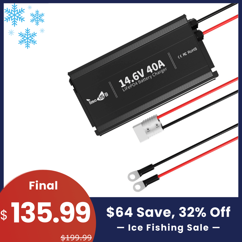 【🎣Ice Fishing Sale】Timeusb 14.6V 40A Fast Charging LiFePO4 Battery Charger