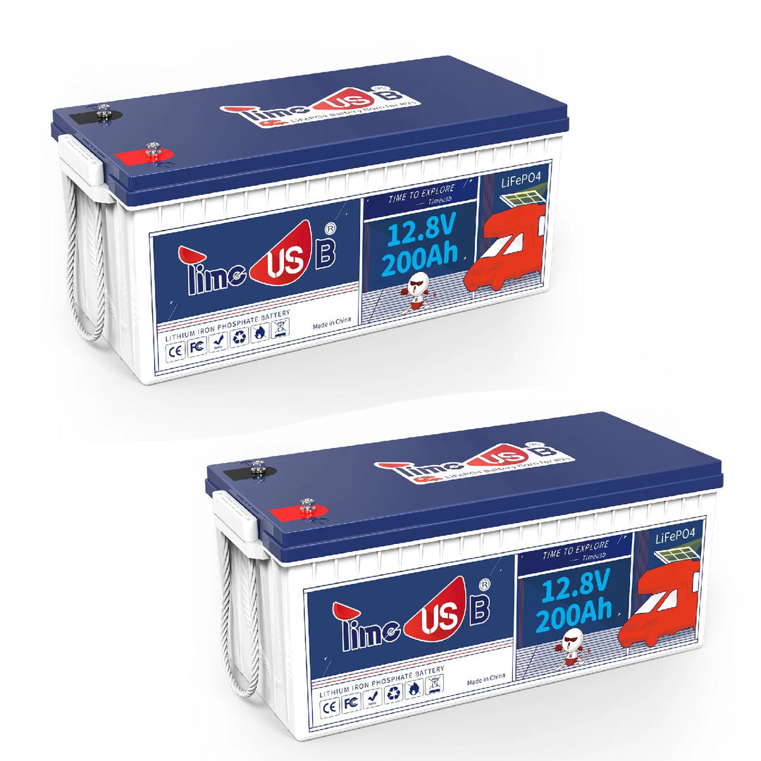 2 pieces Timeusb 12V 200Ah batteries, Build-In 100A BMS