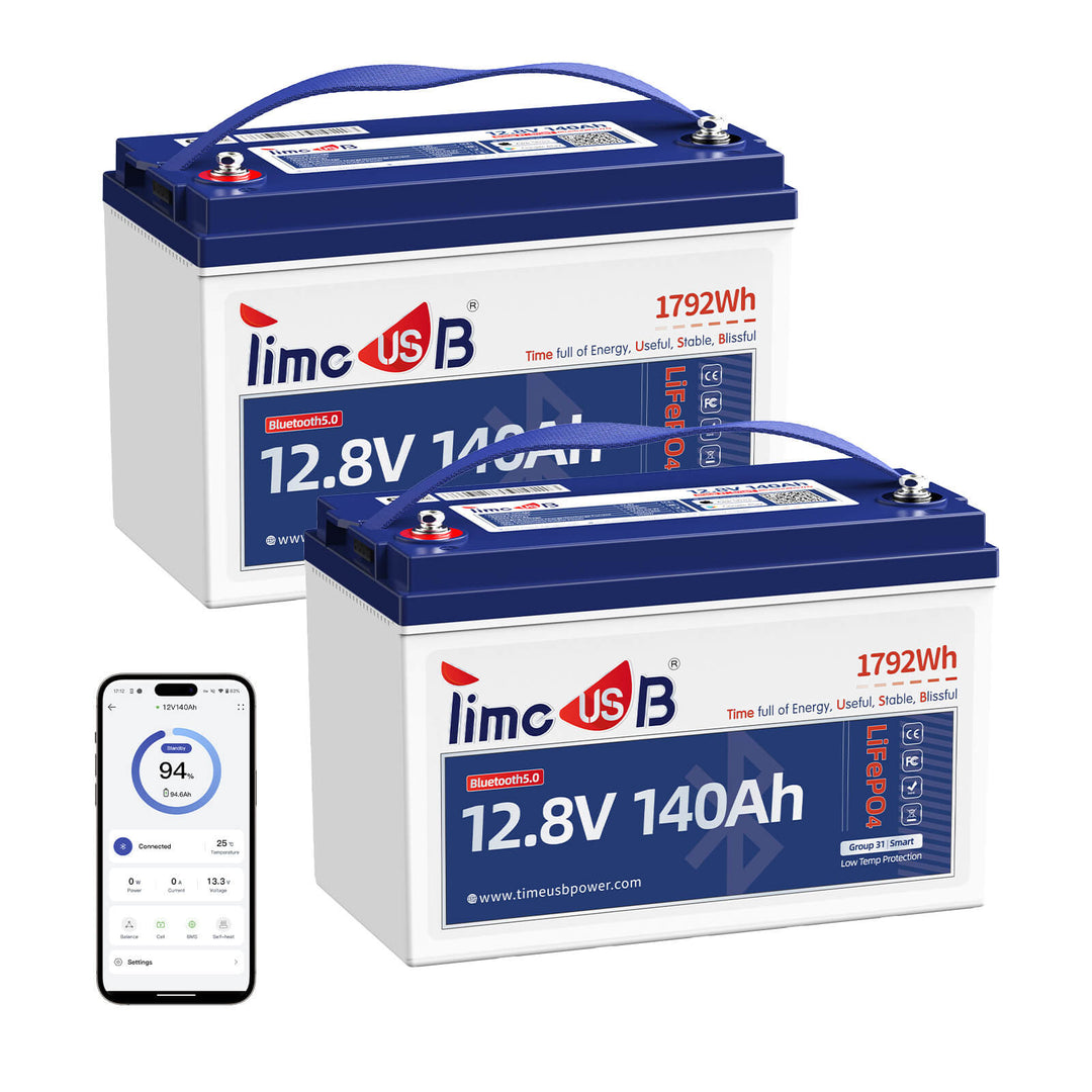 2 pack Timeusb 12V 140Ah smart bluetooth lithium battery