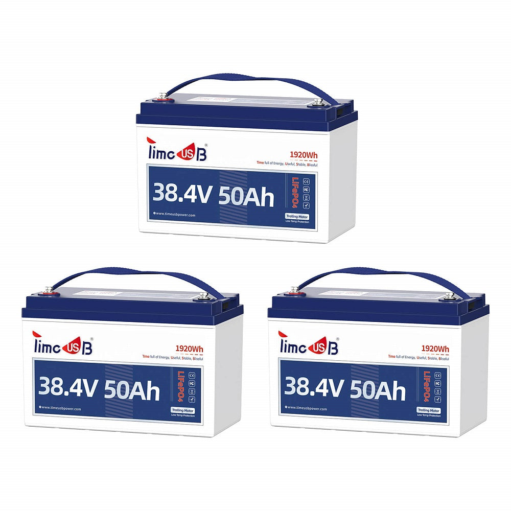 Timeusb 36V 50Ah Lithium Golf Cart Battery 3 Pack