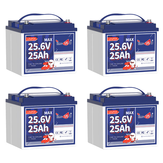 4 Pack Timeusb 24V 25Ah LiFePO4 Deep Cycle Lithium Battery