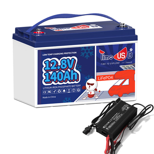 Timeusb 12V Lithium Ion Battery 140Ah with Low-Temp Protection with Charger