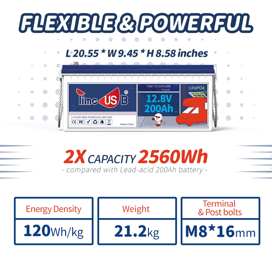 The size of Timeusb 12V 200Ah battery, Build-In 100A BMS