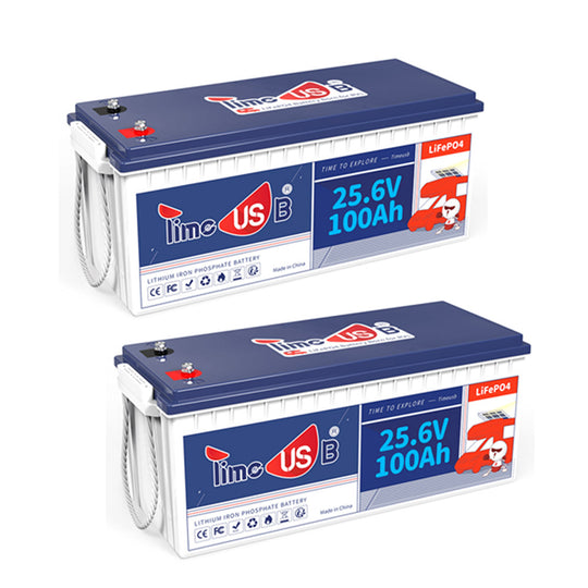 2 pieces Timeusb 24V 100Ah LiFePO4 Lithium Batteries