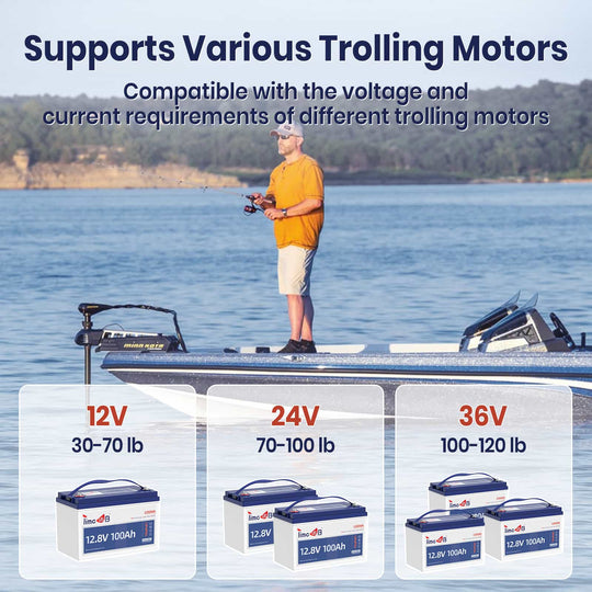 compatible with different thrust of trolling motor, Timeusb 12V 100Ah TM Lithium Battery