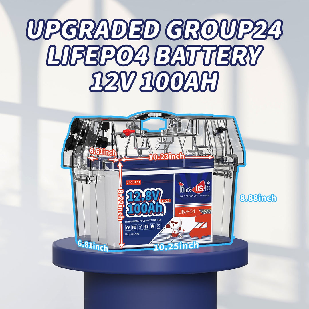 The size of Timeusb 12V 100Ah Group 24 LiFePO4 Battery