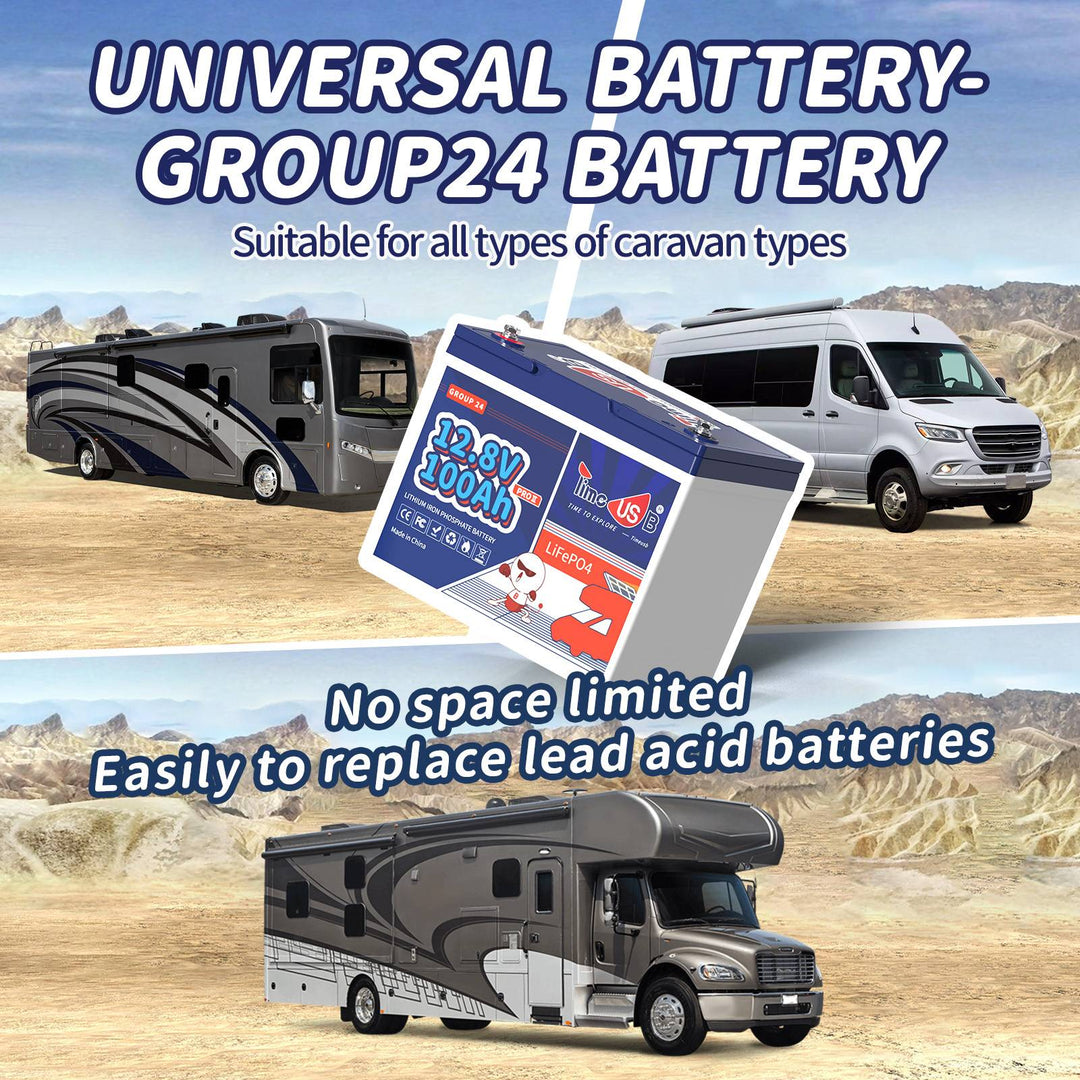 Timeusb 12V 100Ah Group 24 Lithium Battery Suitable for all types of caravan types