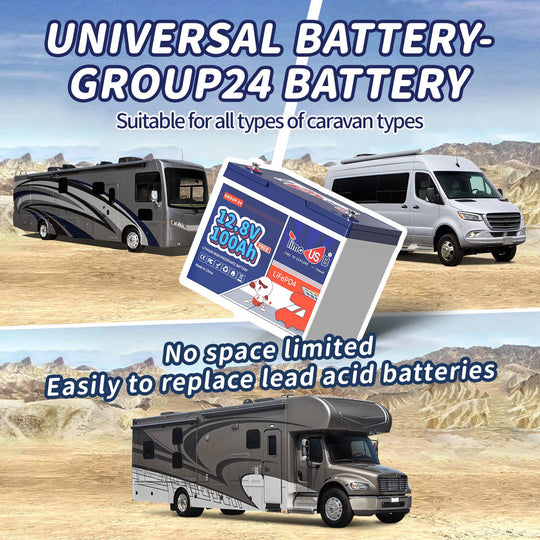 Timeusb 12V 100Ah Group 24 Lithium Battery Suitable for all types of caravan types