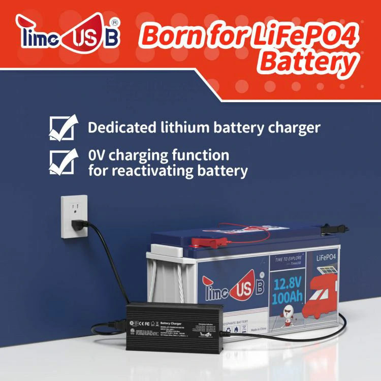 Timeusb 14.6V 10A Fast Charging LiFePO4 Battery Charger born for LiFePO4 Battery